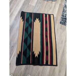Vintage Southwestern Aztec Mink Blanket Full Size Geometric Tribal Lodge Cabin